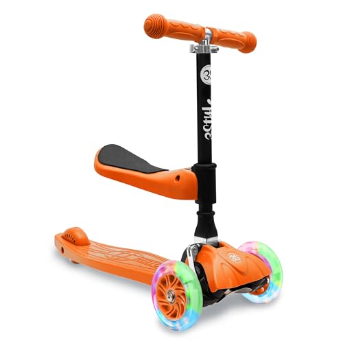 3StyleScooters RGS-0 Scooter for Kids Age 2-6 | 3 Wheel Kick Scooter With Seat for Toddlers | Lean to Steer | Light up Wheels | Adjustable Height | Lightweight & Foldable Childrens Push Scooter