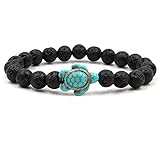 GUYAQ Türkis Schildkröte Perlen Armbänder Charme Meeresschildkröte Vulkanstein Armreif Elastisches Seil Armband Herren Damen Zubehör Geschenke,Stil 4
