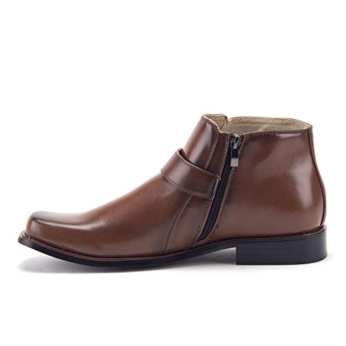 Jazame Men's Ankle High Square Toe Casual Chelsea Dress Boots (10.5 M Us, Brown) #TOP2