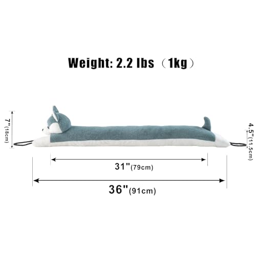 Image of Marwood Under Door Draft Stopper Decorative Wind Stopper 36 inch for Door & Window, Weighted Animal Air Draft Stopper Snake Noise Blocker for Bottom of Door with Hanging Loops - Husky