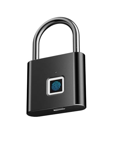 NexusLab Fingerprint Combination Padlock IP67 Waterproof, 10 Fingerprints, Stainless Steel Shackle for Travel, Gym Locker & Outdoor Gatres (Rechargeable)