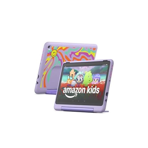 Amazon Fire HD 10 Kids Pro tablet, ages 6-12. Bright 10.1" HD screen, includes ad-free content, robust parental controls, 13-hr battery and slim case for older kids, 32 GB, Happy Day