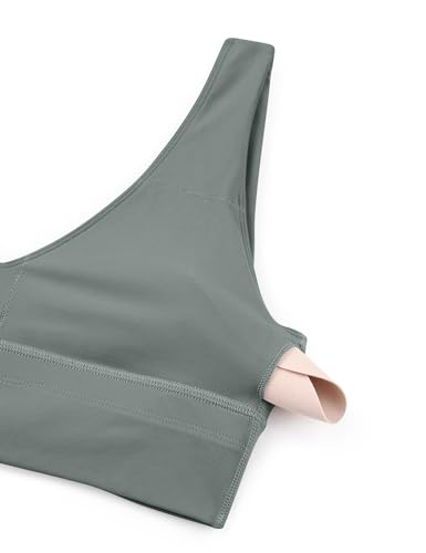 Image of CRZ YOGA Butterluxe V Neck Longline Sports Bra | Light Support, Removable Pads, Yoga, Extremely Soft, U Back, Wide Straps, for Women