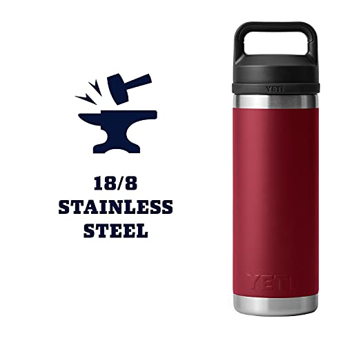 Image of YETI Rambler 18 oz Bottle, Leakproof, Vacuum Insulated, Stainless Steel with Chug Cap, Harvest Red