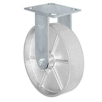 CasterHQ - 8" x 2" Rigid Caster - Semi Steel Gray Iron Wheel - 1400 lbs Capacity
