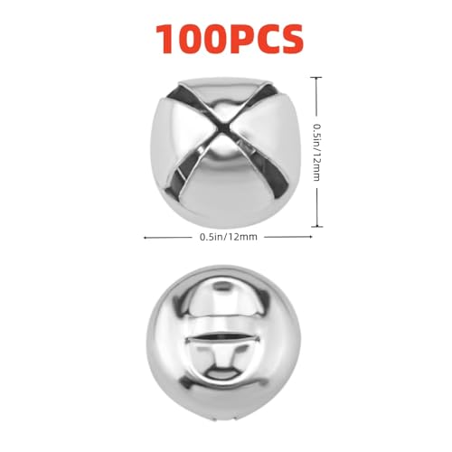 Golden Christmas Jingle Bells, 100 Pieces Metal Craft Bells, 12mm Non-Fade Vacuum Coated, for DIY Holiday Home Decorations (Silver)