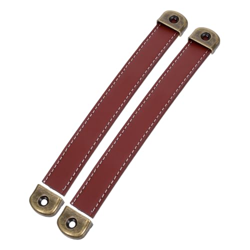 VILLCASE 2 Piezas Tiradores Vintage de PU para Muebles Asas Marrones Resistentes para Puertas Maletas y Armarios Diseño Ergonómico Fácil Instalación para Reemplazo de Tiradores