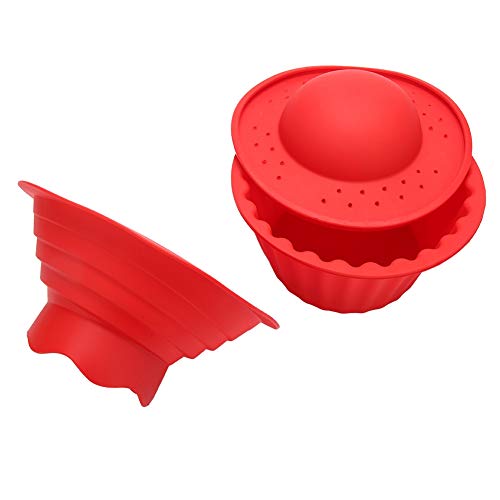 Juego de pasteles de silicona de grado alimenticio, flexible al calor, no horneado, para hacer cupcakes, helados, pan, mousse y chocolates, color rojo, 3 unidades