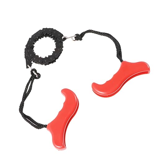 Kisangel Pocket Saw Chainsaw Portable Garden Logging Chain with Red Handle for Camping Survival