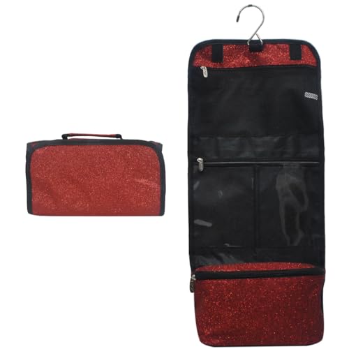 NGIL Glitter Travel Hanging Toiletry Cosmetic Organizer (Glitter-Red)