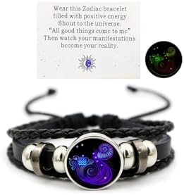 Zodiac Signs Spirit Bracelet Zodiac Bracelet for Women Men Adjustable 12 Constellation Bracelet Multilayer Zodiac Black Leather Bracelets Zodiac Sign Wrap Bracelet for Women Men Birthday Jewelry