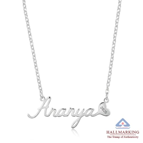 Image of TRUESILVER ACPL Personalized 925 Sterling Silver Name Necklace for Women & Girls | Customized Name Pendant Necklace | Custom Jewelry Gift for Birthday Anniversary Wedding