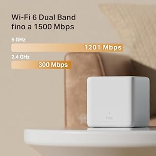 Mercusys TP-Link Router Mesh WiFi 6 AX1500Mbps, 3 Porte Gigabit WAN/LAN, Controllo Parental, WiFi Mesh Router e AP, Connetti fino a 100 Dispositivi, Copertura fino a 230m², Halo H60X(1-pack)