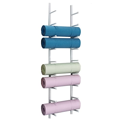 Soporte para esterilla de yoga, soporte de metal resistente para montar en la pared para rodillos de espuma y toallas, solución de almacenamiento ideal para gimnasio en casa y organización de estudio