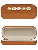 Saadiya Cute Glasses Case Hard Shell,Cartoon Eyeglass Case with Cute Flowers, Clouds, Food Decoration for Women Kids,Reading Glass Cases for Eyeglasses (Dark Brown Cat)