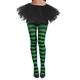 American Trends Striped Tights for Women Witch Tights Halloween Costume Stretchy Pantyhose Stockings for Party Cosplay Green Black Stripe