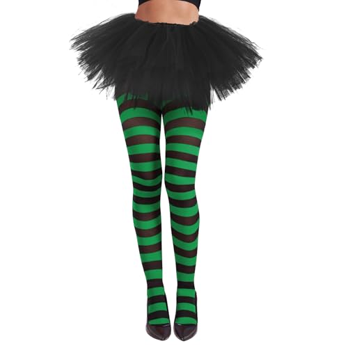 Image of American Trends Striped Tights for Women Witch Tights Halloween Costume Stretchy Pantyhose Stockings