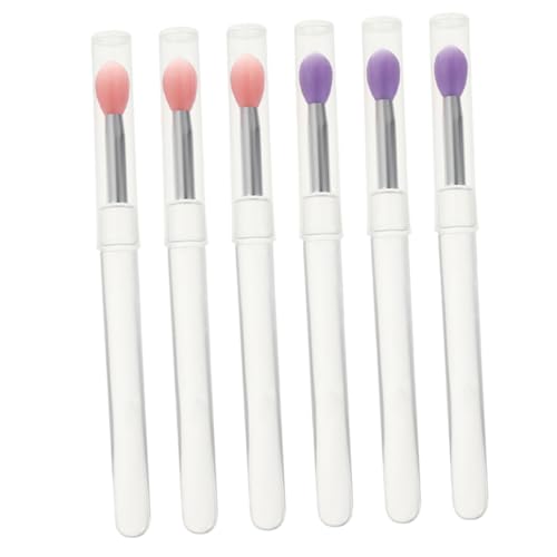 Baluue Professional Silicone Lip Mask Brush 6pcs Set with Caps for Eye Shadow Lip Makeup