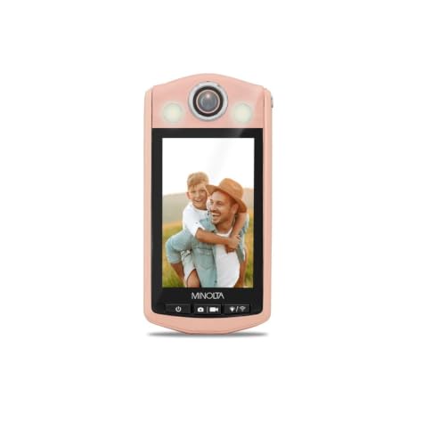 Caméra de vlogging Minolta 64MP appareil photo vidéo YouTube TikTok rose