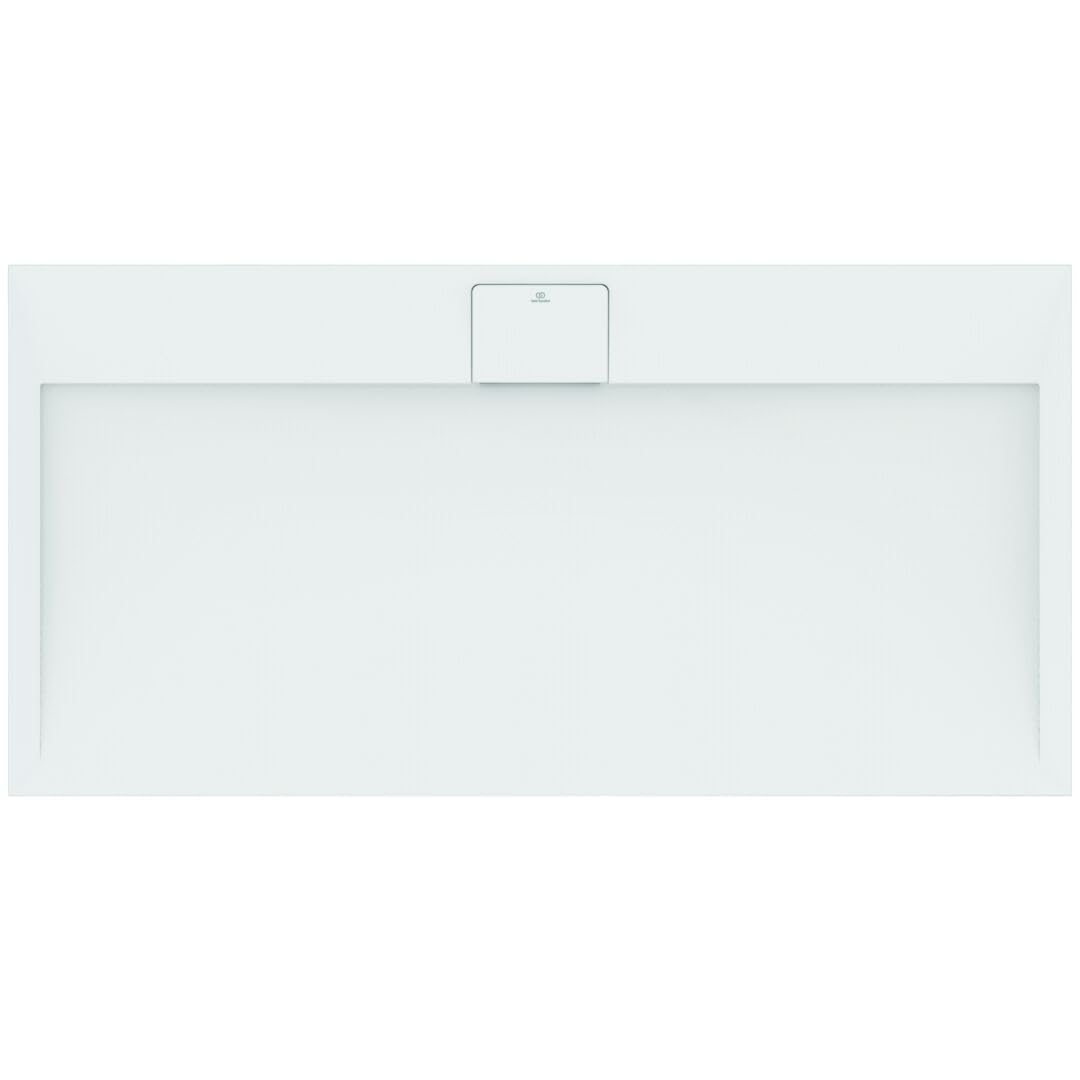 Ideal Standard - Ultra Flat S i.life, Plato de ducha rectangular 140 x 70 cm, de resina, desagüe lateral largo, acabado mate efecto piedra, blanco