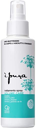 È Pura - Volume Care Spray - Soin Quotidien Volumisant pour Cheveux Fins Séchés ou Humides - Formule au Bambou et à l'Huile de lin - Sans rinçage - Flacon de 125 ml