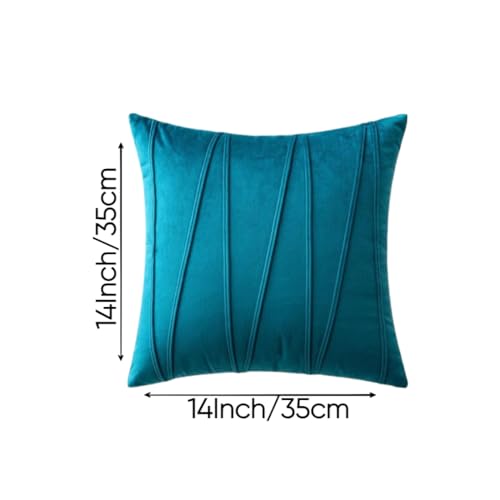 Image of Amazon Brand - Umi Decorative Striped Throw Pillow Covers 14 X 14 Inch,Soft Solid Velvet Pillow Covers Cushion Case with Zigzag Pattern for Sofa Bedroom 35 X 35 Cm (Pack of 2) Dark Teal
