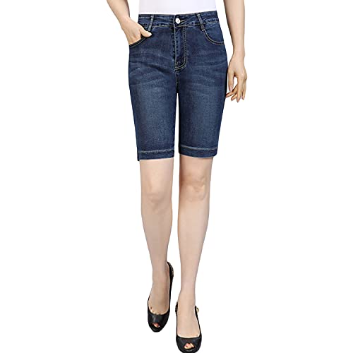 women39s knee-length denim shorts high rise slim bermuda short summer casual cozy stylish stretchy short jean legging