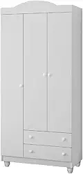 Guarda Roupas Infantil Para Quarto Bebê 3 Portas 2 Gavetas Lara Branco