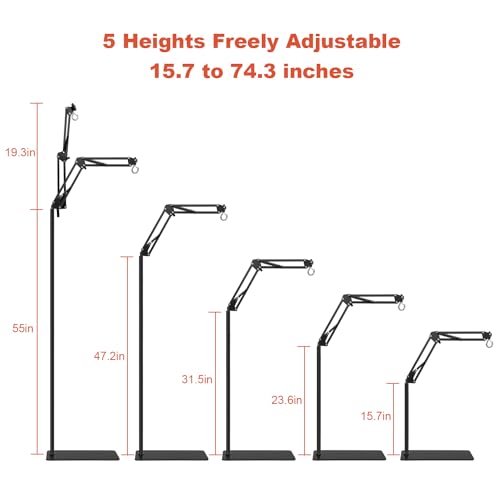 BOURDSERK Reptile Lamp Stand, Adjustable 15.7 to 74.3 In Heat Lamp Metal Bracket Floor Light Holder for Lizards Bearded Dragons Chicks Terrarium Tank by BOURDSERK - Image 2