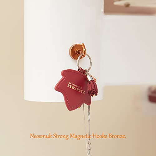 Neosmuk Magnethaken, robuste Erdmagnete mit Haken für Kühlschrank, extra starker Kreuzfahrthaken zum Aufhängen, magnetischer Aufhänger für Kabinen, Grill (Bronze, 10 Stück)