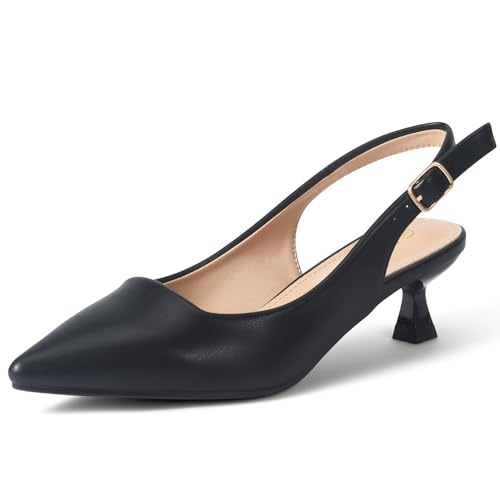 Heels Charm Women's Pumps Shoes Low Stiletto Pump Shoes Pointed Toe Ankle Strap Pumps Closed Toe Slingback Dancing Daily Work Party Wedding Dating Dress Pumps Shoes