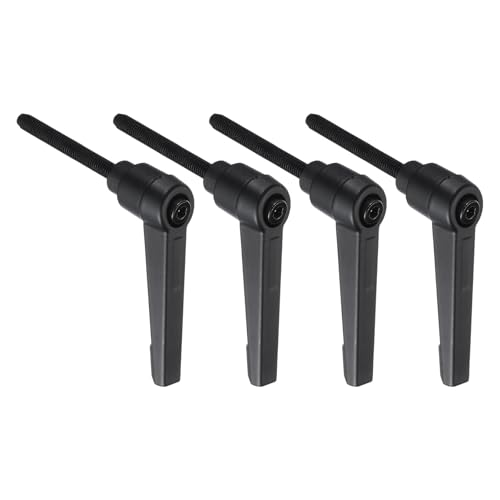 Image of uxcell 4pcs Lever Adjustable Handles M5 x 40mm Metric Male Thread with Nuts Washers, Level Clamping Handle Set Hand Stud Knobs Rotating Screw Handles Bolts with Locking Lever, Black