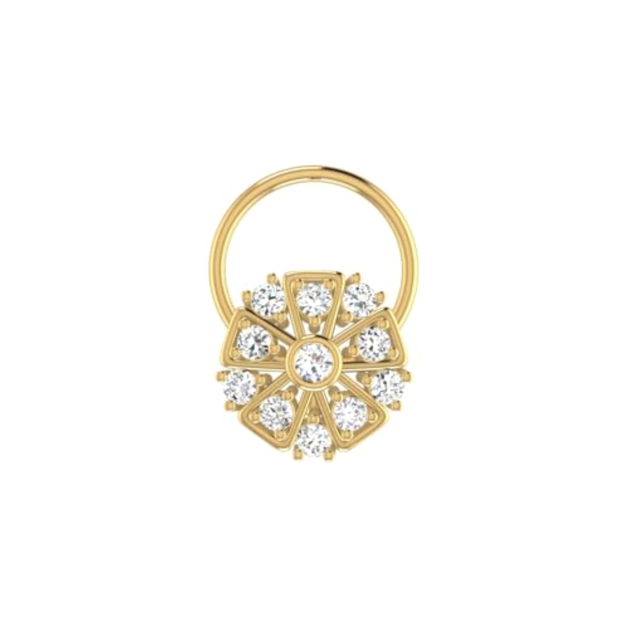 9K BIS Hallmarked Yellow Gold Stud Nosering, Classic Design