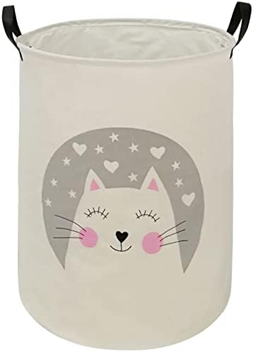KUNRO Large Storage Basket Toy Box Laundry Bag Hamper Kids Gift Organizer Chest Waterproof Coating Organizer Bin Dorm Nursery (cat)