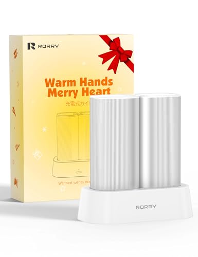 RORRY Hand Warmers Rechargeable 2 Pack, 10000mAh 360° Heating Magnetic Electric Hand Warmer, 24Hrs Warmth Portable Reusable Pocket Heater for Camping Hunting Gifts for Men Women, Silver