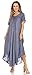 Sakkas 16603 - Egan Long Embroidered Caftan Dress/Cover Up with Embroidered Cap Sleeves - Denim Blue - OS