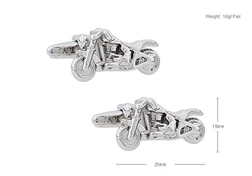 Mancuernillas clásicas de hombre KnBoB plata motocicleta miniatura 4