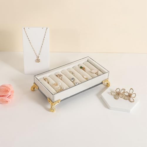 Organisateur de bijoux avec support en velours blanc pour vitrine