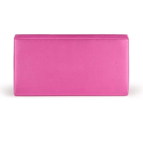 Image of Evening Bags For Women Pleated Satin Rhinestone Brooch Prom Clutch Purse With Detachable Chain Strap
