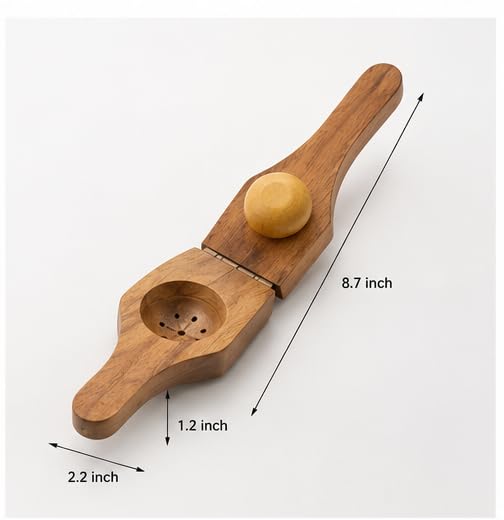 Image of Handcrafted Wooden Manual Lemon Squeezer, Citrus Juicer for Lemon, Lime and Orange, 22.1 cm Wood Juice Press