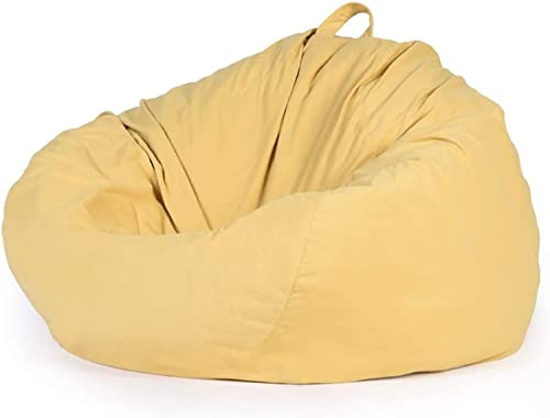 Bean Bag Sofas Cover(No Filler) Durable Comfy Lounger Couch Lazy Floor Sofa High Back Bean Bag Chairs For Adults, Teens, Kids - Memory Foam&Stuffed Animal Storage Toy Beanbags Cover ( Color : Yellow , #TOP29