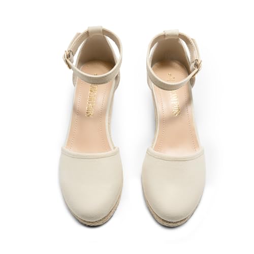 Image of DREAM PAIRS Women's Espadrilles Closed Toe Ankle Strap Dressy Platform Wedge Sandals