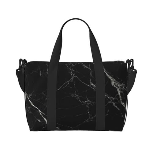 Carry On Duffle Bags Overnight Weekender Bags for Women, Black Marble Personal Item Travel Bag, Travel Essentials Sport Gym Bag for Men Women