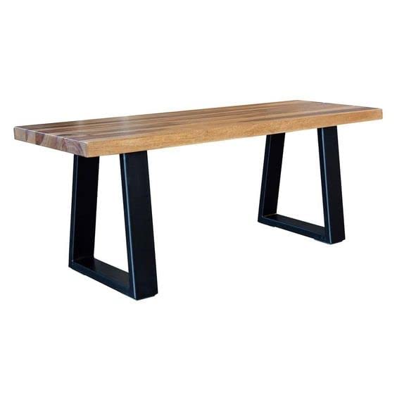 METALBUCKS Wooden 3 Seater Bench for Living Room | Dining Room Bench Without Cushion for Home | Patio Outdoor & Balcony Seating Furniture | Solid Wood Sheesham, Black Coated Metal Legs, Brown Finish-image-31