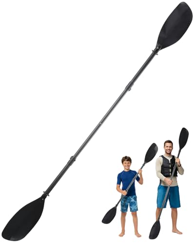 Quynhni Adjustable Kayak Paddle, 62'–87' Telescopic Kayak Paddle Stainless Steel Shaft & Fiberglass Blades Detachable Travel Canoeing Kayaking Oar for Teens & Adults