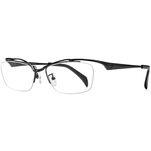 Image of FONEX Pure Titanium Glasses Frame Men Semi Rimless Square Eyeglasses Eyewear DTX416