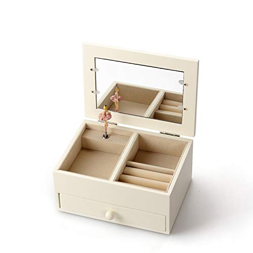 XCXDX Joyero con Espejo, Caja De Música De Madera Pintada A Mano, Bailarina, Regalo para Niña