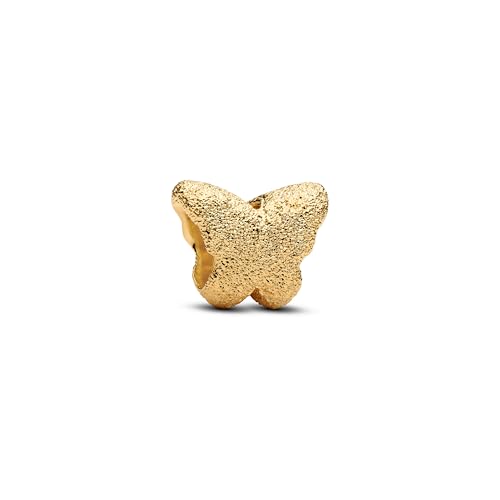 PANDORA Moments 764046C00 - Mini ciondolo a forma di farfalla in argento Sterling placcato oro 14 carati, compatibile Moments