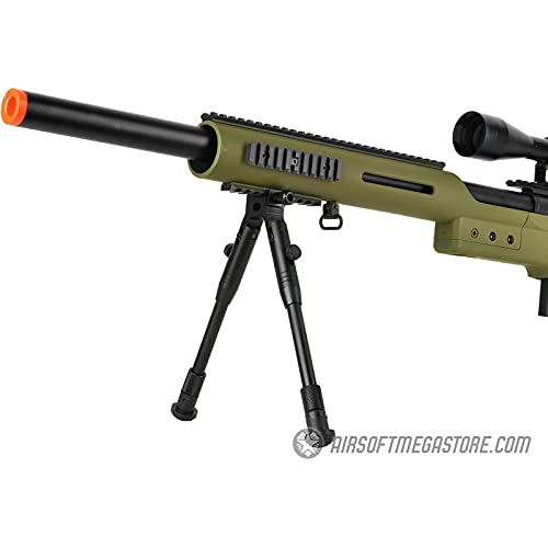 Well Mb4410 Bolt Action Spring Sniper Airsoft Rifle W/Scope And Bipod (Od Green) #TOP6