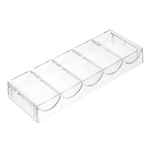WOONEKY Crylic Poker Chip Display Case Poker Chip Case Trays 5 Grid Chip Rack Storage Box Poker Chip Holder for Home Game